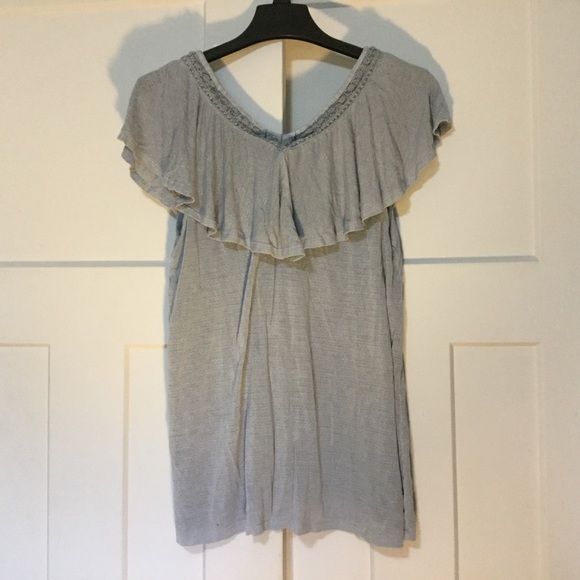 Grey Ruffle Overlay Shirt - Picture 2 of 2
